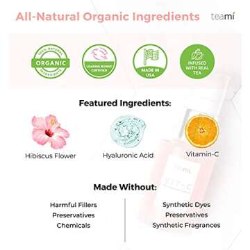 Teami Topical Vitamin C Serum with Hyaluronic Acid, Collagen, Salicylic Acid and Vitamin E Oil - Popular brightening K Beauty vitamin c serum - Anti Aging Korean Face Serum for Glass Skin (1 oz)