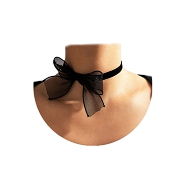 Asphire Sexy Black Lace Bow-knot Collar Choker Necklace Soft Velvet Suede Choker Tie Cravat Jewelry ...