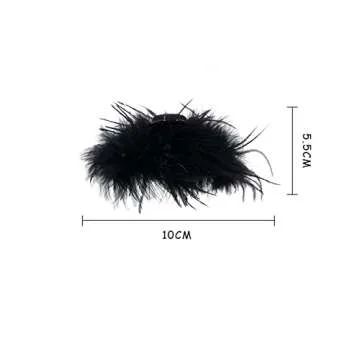 2Pcs Artificial Ostrich Feathers Hair Claw Clips Strong Hold Nonslip Hair Jaw Clips Barrettes Hairgr...