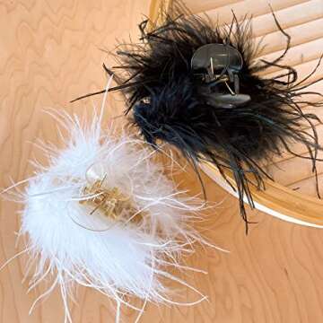 Elegant Ostrich Feathers Hair Claw Clips for Girls & Women