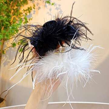 Elegant Ostrich Feathers Hair Claw Clips for Girls & Women