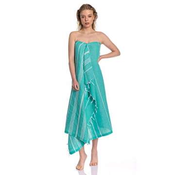 Clotho 6 Pack Turkish Beach Towel Set with Chair Bands – Oversized 39"x70" - 100% Cotton, Quick-Dry, Absorbent, Lightweight Bath and Pool Towels – Multicolor