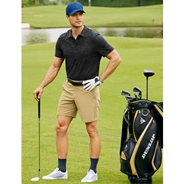 CRZ YOGA Men's All Day Comfy Golf Shorts - 7" Stretch Lightweight Flat Front for Casual Work with Pockets Khaki Sand 34W x 7L