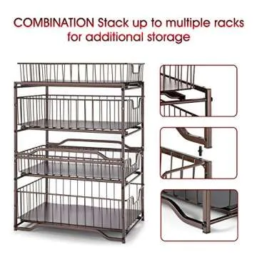 Stackable Kitchen Organizer with Sliding Drawers, Bronze
