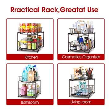 Stackable Kitchen Organizer with Sliding Drawers, Bronze