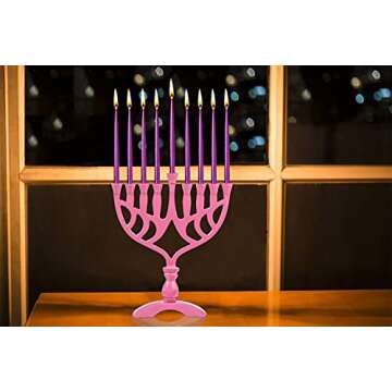 Vibrant Ner Mitzvah Hanukkah Menorah for All Candles