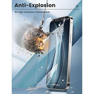 BOSINTY Shatterproof Designed Fit for iPhone 14 Screen Protector/iPhone 13/13 Pro Tempered Glass Screen Protector 【Full Coverage】【9H Military Grade Protection】【Ultra Clear】 -(2 Pack)