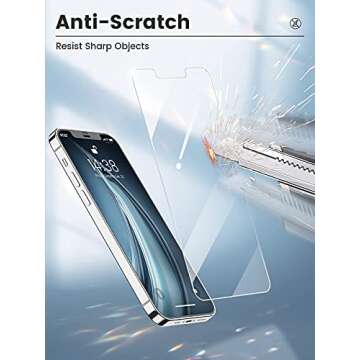 BOSINTY Shatterproof Designed Fit for iPhone 14 Screen Protector/iPhone 13/13 Pro Tempered Glass Screen Protector 【Full Coverage】【9H Military Grade Protection】【Ultra Clear】 -(2 Pack)