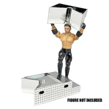 Chrome Plated Deluxe Breakable Ring Stairs for WWE & AEW Wrestling Action Figure Rings