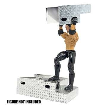 Chrome Plated Deluxe Breakable Ring Stairs for WWE & AEW Wrestling Action Figure Rings