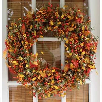 Elegant Autumn Berry Silk Wreath for Door or Wall
