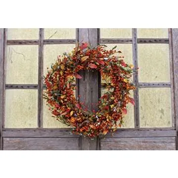 Elegant Autumn Berry Silk Wreath for Door or Wall