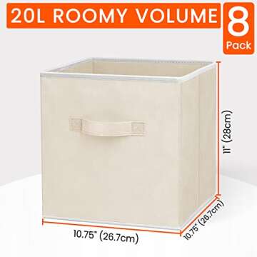 Criusia Storage Cubes - 11 Inch Heavy Duty Fabric Storage Bins for Shelves Closet Cube Organizer - 8...