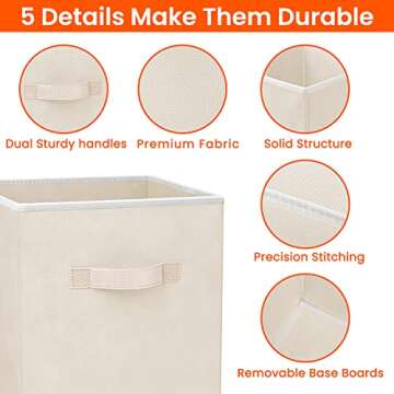 Criusia Storage Cubes - 11 Inch Heavy Duty Fabric Storage Bins for Shelves Closet Cube Organizer - 8 Pack Collapsible Cube Storage Bins Baskets for Clothes Blankets Toys - Nursery Organization (Beige)
