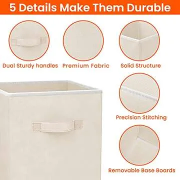 Criusia Storage Cubes - 11 Inch Heavy Duty Fabric Storage Bins for Shelves Closet Cube Organizer - 8 Pack Collapsible Cube Storage Bins Baskets for Clothes Blankets Toys - Nursery Organization (Beige)