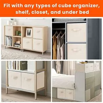 Criusia Storage Cubes - 11 Inch Heavy Duty Fabric Storage Bins for Shelves Closet Cube Organizer - 8 Pack Collapsible Cube Storage Bins Baskets for Clothes Blankets Toys - Nursery Organization (Beige)