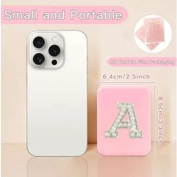 Aganmi Small Mirror with Lights Teen Girl Gifts Trendy Stuff Personalized Pearl Initial LED Pink Fol...