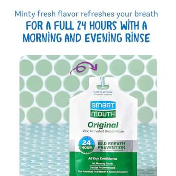 SmartMouth Original Activated Mouthwash Single Packs, Travel Mouthwash, Fresh Mint, 10 Pack