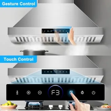 30 inch Range Hood Wall Mount, 1200 CFM with 4-Speed Gesture Sensing & Touch Control, Stainless Stee...