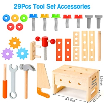 29Pcs Wooden Tool Set for Kids | Educational STEM Toys