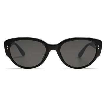 Appassal Retro Oval Cateye Sunglasses for Women Trendy Cat Eye 90s Vintage Sunnies AP3650 Black/Grey