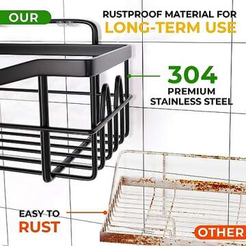 MAYRO Shower Shelves 4 Pack - Rustproof Shower Caddy - Easy to Install - Self Adhesive Bathroom Shower Organizer - Durable Shower Shelf for Inside Shower - Large Capacity Black Shower Rack