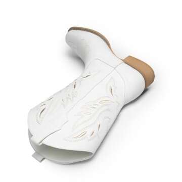 DREAM PAIRS Women's Square Toe Cowboy Cowgirl Boots with Embroidered Detailing, Size 8