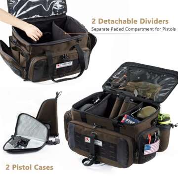 VIGEGARI Large Pistol Range Bag Shooting - Tactical Gun Range Bag with Pistol Cases, Gun Bags for Ha...