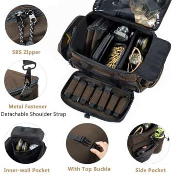 VIGEGARI Large Pistol Range Bag Shooting - Tactical Gun Range Bag with Pistol Cases, Gun Bags for Handguns, Gun Bag for Men, Ammo Bag, Gun Carrying Duffle Bag for Gun Accessories