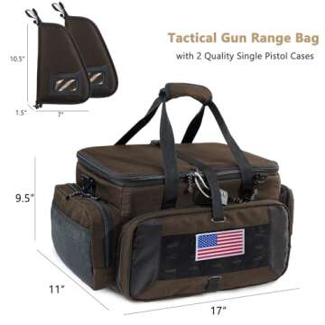 VIGEGARI Large Pistol Range Bag Shooting - Tactical Gun Range Bag with Pistol Cases, Gun Bags for Handguns, Gun Bag for Men, Ammo Bag, Gun Carrying Duffle Bag for Gun Accessories