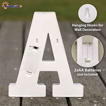 HXWEIYE Big Light Up Letters A, LED Marquee Sign 26 Alphabet and 10 Number for Party Birthday Bar Ba...