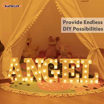 HXWEIYE Big Light Up Letters A, LED Marquee Sign 26 Alphabet and 10 Number for Party Birthday Bar Battery Powered Christmas Decor Letter Lights (Warm White)