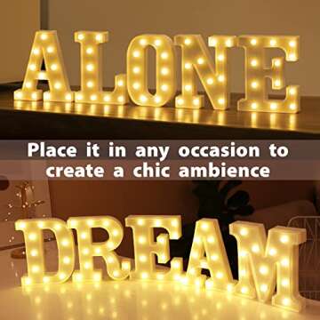 HXWEIYE Big Light Up Letters A, LED Marquee Sign 26 Alphabet and 10 Number for Party Birthday Bar Battery Powered Christmas Decor Letter Lights (Warm White)