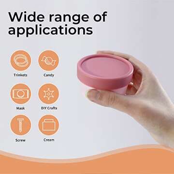LONGWAY1.7oz/50ml Empty Slime Containers Plastic Jars with Lids for Beauty Products, DIY Slime Making or Travel Storage MakeUp (12 Pack, Pink)