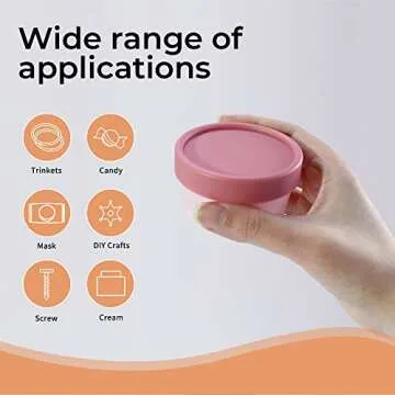 LONGWAY1.7oz/50ml Empty Slime Containers Plastic Jars with Lids for Beauty Products, DIY Slime Making or Travel Storage MakeUp (12 Pack, Pink)