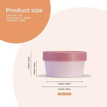 LONGWAY1.7oz/50ml Empty Slime Containers Plastic Jars with Lids for Beauty Products, DIY Slime Making or Travel Storage MakeUp (12 Pack, Pink)