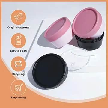 LONGWAY1.7oz/50ml Empty Slime Containers Plastic Jars with Lids for Beauty Products, DIY Slime Making or Travel Storage MakeUp (12 Pack, Pink)