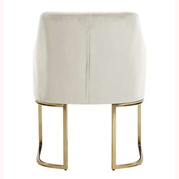 Morden Fort Velvet Accent Chairs Barrel Modern Armchair with Cushions Openwork U-Shaped Base Gold Metal Legs Upholstered Tufted Glam Club Chair for Living Room Bedroom Home Office - Beige