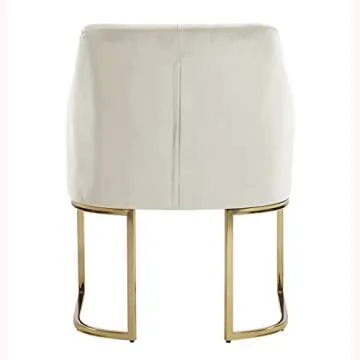 Morden Fort Velvet Accent Chairs Barrel Modern Armchair with Cushions Openwork U-Shaped Base Gold Metal Legs Upholstered Tufted Glam Club Chair for Living Room Bedroom Home Office - Beige