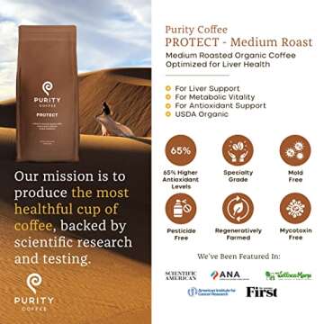 Purity Coffee PROTECT Highest Antioxidant Light-Medium Roast - USDA Certified Organic Specialty Grad...
