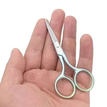 Motanar Multicolor Professional Grooming Scissors for Personal Care Facial Hair Removal and Ear Nose Eyebrow Trimming Stainless Steel Fine Straight Tip Scissors 3.9 Inch (Green)