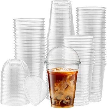ELEGANT DISPOSABLES 16 oz Clear Plastic Cups with Dome Lids - 50 Pack Disposable Plastic Parfait Cup...