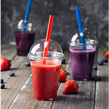 16 oz Clear Plastic Cups with Dome Lids - 50 Pack