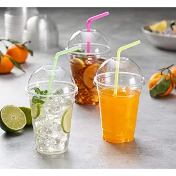 16 oz Clear Plastic Cups with Dome Lids - 50 Pack