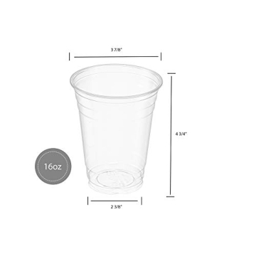 16 oz Clear Plastic Cups with Dome Lids - 50 Pack