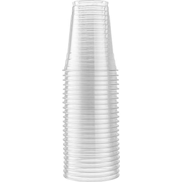 16 oz Clear Plastic Cups with Dome Lids - 50 Pack