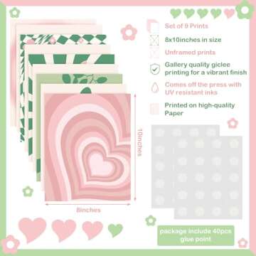 Fainne 9 Pieces Aesthetic Danish Pastel Room Decor Wall Decor Abstract Home Wall Art Decorations for...