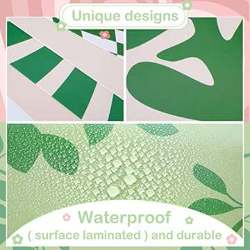 Fainne 9 Pieces Aesthetic Danish Pastel Room Decor Wall Decor Abstract Home Wall Art Decorations for Living Room Bedroom Decorations, 8 x 10 Inches Unframed (Green and Pink Style)