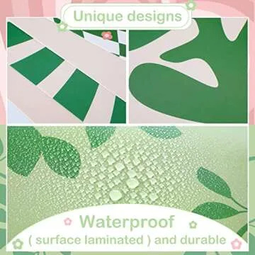 Fainne 9 Pieces Aesthetic Danish Pastel Room Decor Wall Decor Abstract Home Wall Art Decorations for Living Room Bedroom Decorations, 8 x 10 Inches Unframed (Green and Pink Style)