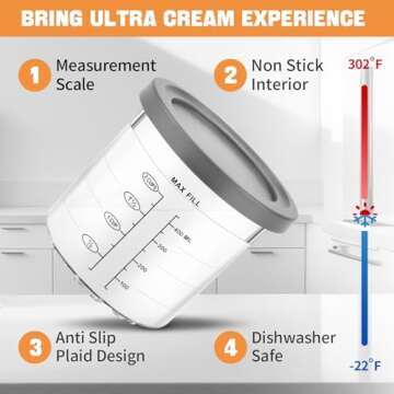 Containers Replacement for Ice Cream Maker - 4 Pack 16oz Pints and Lids, Upgraded Design with Measurement Scale, Dishwasher Safe, Pints Containers with Lids